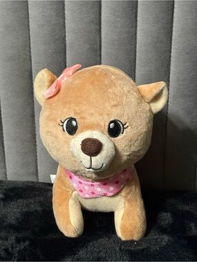 VTech Cutie Paws Puppy Stroller Plush Dog Pink Bow Stuffed Animal Toy